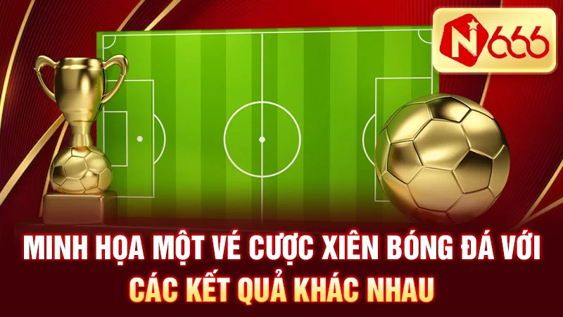 Minh họa một vé cược xiên bóng đá với các kết quả khác nhau.